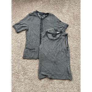 Jones New York Knit Blouse + Short Sleeve Jacket Set - Career Work Suiting S